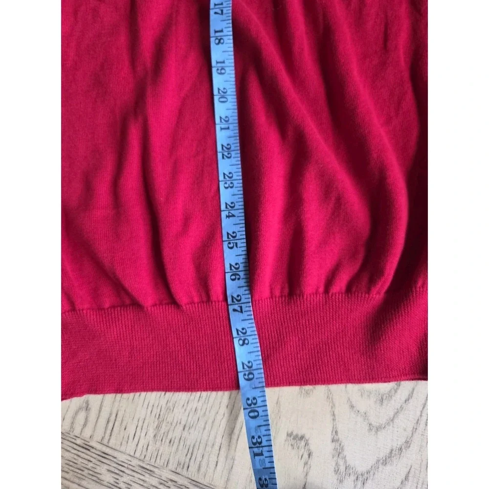 Chaps Sweater Vest Mens Lg Red Sleeveless Cotton Pullover 1/4 Zip Mock Neck NWT
